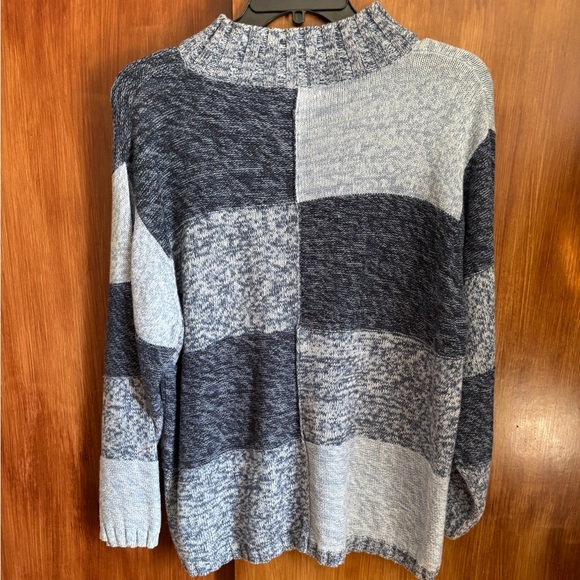Vintage Patchwork Blue Colorblock Knit Sweater | Dressbarn Woman Plus 18/20/XXL - Picture 2 of 15